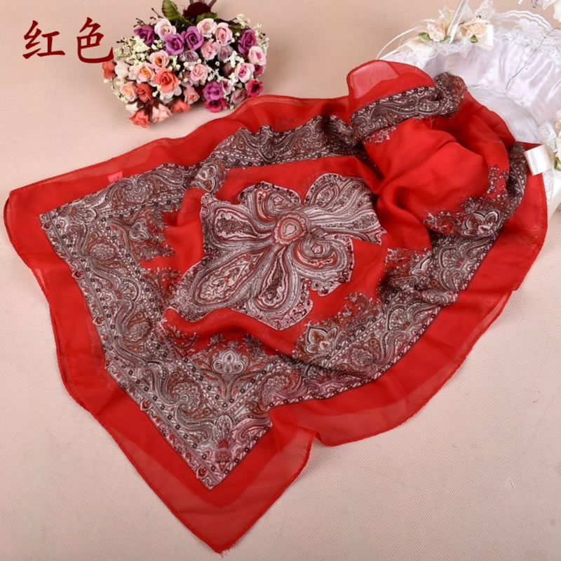 Indian Fashion Cashew Flower Printing Lady Colorful Exquisite Chiffon Scarves