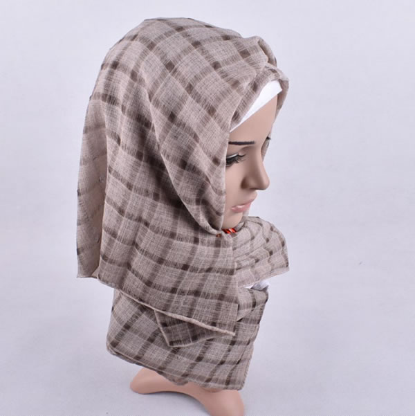 Muslim Pearl Pleasted Warp Knitting Female Head Scarf Polyamide Yarns Hijab