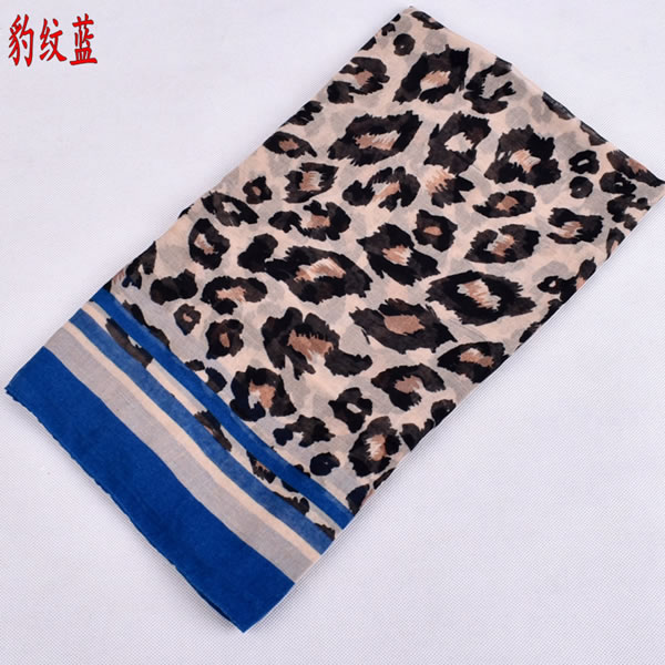 Indonesia Fashion Leopard Printed Plain Curling Green Female Voile Scarf