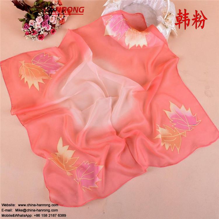 European New Style Leaf Flowers Printed Business Small Square Chiffon Scarf Shawl