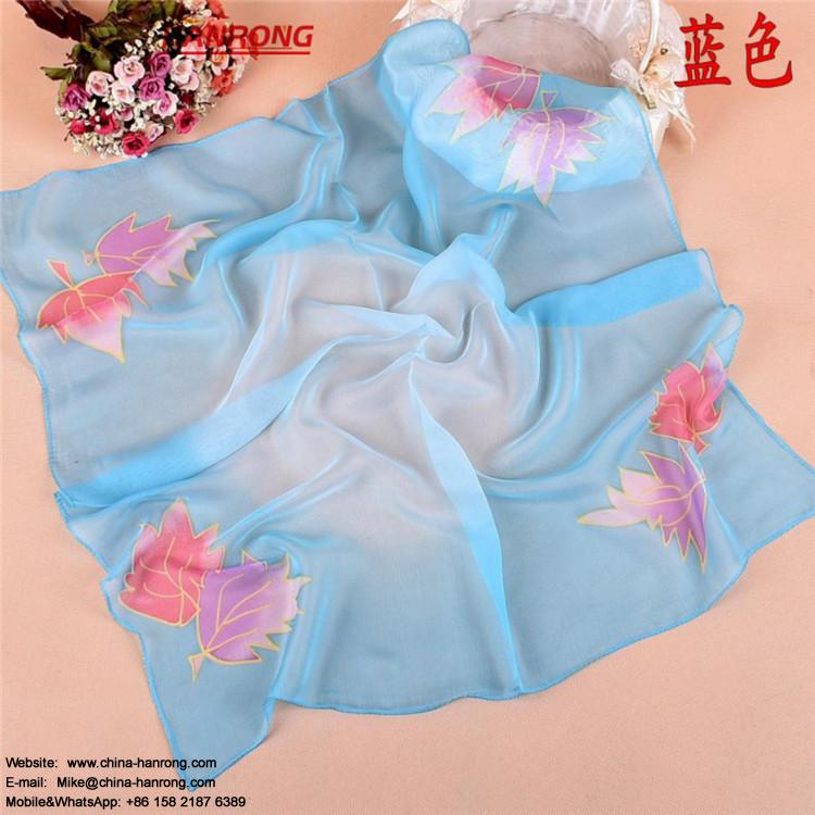 European New Style Leaf Flowers Printed Business Small Square Chiffon Scarf Shawl