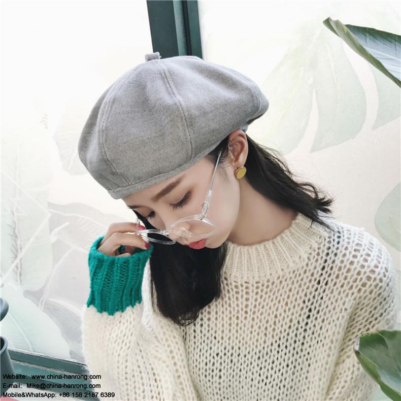 New York Fashion Pure Color Acrylic Round Top Hat Party White Beret For Lady
