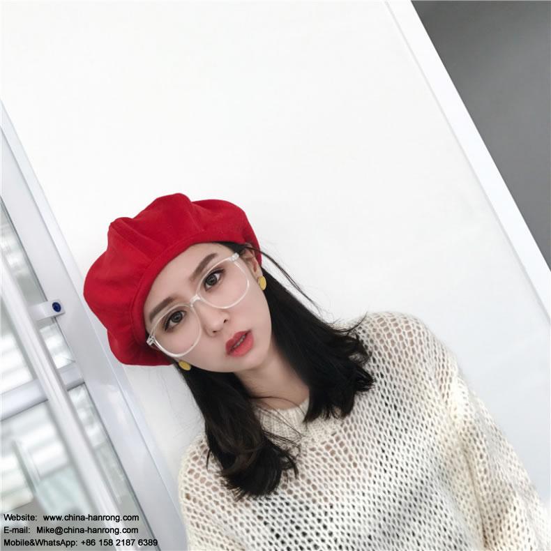 New York Fashion Pure Color Acrylic Round Top Hat Party White Beret For Lady