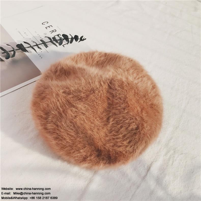 Factory Supply New Spot Stocks Thickness Rabbit Hair Round Top Red White Beret