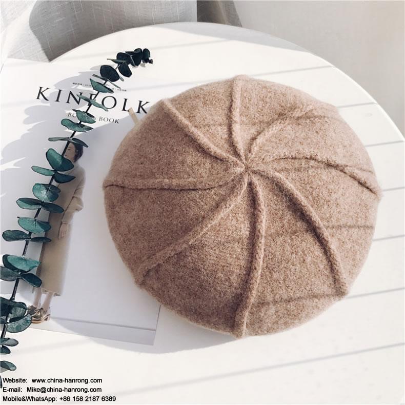 New Fashion Hot Selling Lady Autumn Winter Pure Color High Quality Wool Beret