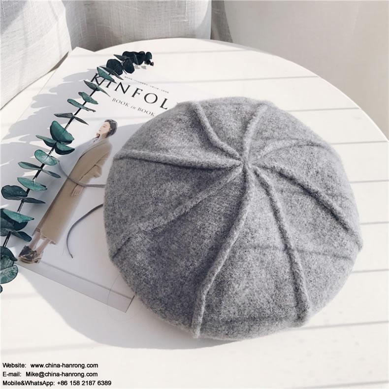New Fashion Hot Selling Lady Autumn Winter Pure Color High Quality Wool Beret