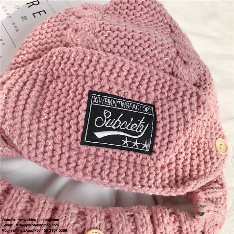 Female Winter Fashion High Thickness Warm Mask Windproof Collar Ridding Knit Cap