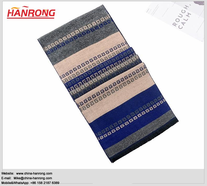 2018 Autumn Winter Warp Knitting Jacquard Male Long Silk Scarf Wholesale