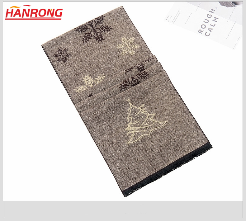 Paris Custom Design Snow Flower Printing Men Fashion Casual Warm Silk Scarf 