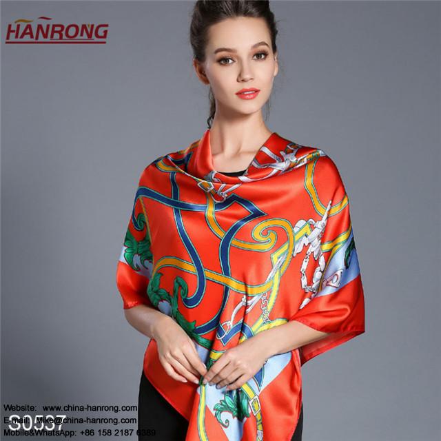 New 110x110 Chains and Ropes Print Large Square Mulberry Silk Scarves Shawls Wholesale