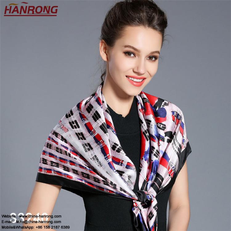 US Fashion Colorful Pieces Digital Painting Crepe Satin Plain Mulberry Silk Scarf