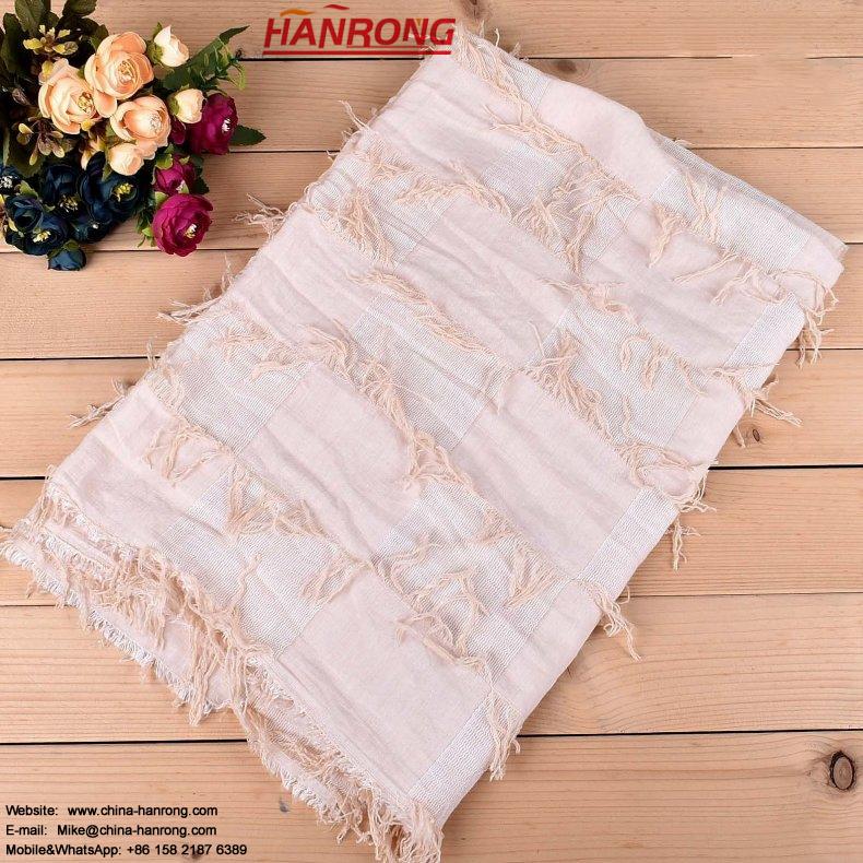 Latest Customized Twill Fabric Casual Tie Dye Travel Fringe Female Red Cotton Scarf