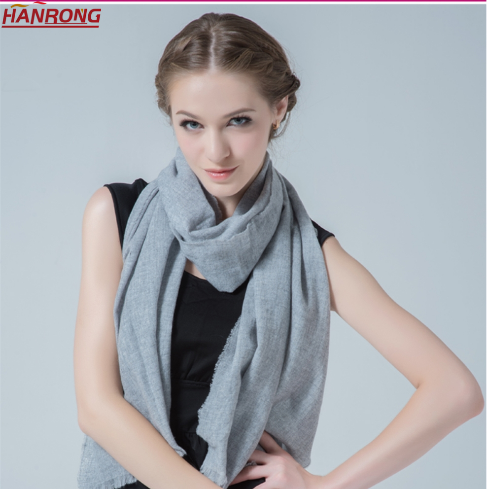 Fashion Winter Plain Fabric Fringe Grey Cashmere Scarves
