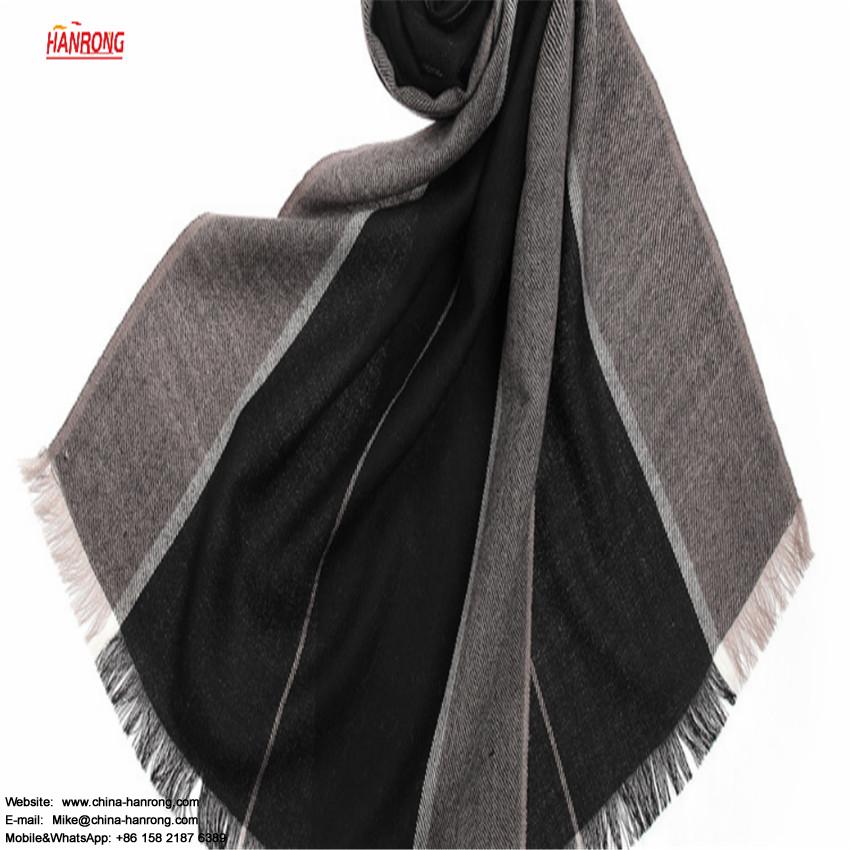Swiss Fashion New Pure Woven Stripe Plain Fringe Pendant Wool Scarf