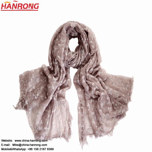 Lady Butterfly Flock Printed Stereoscopic Wool Scarf 200x110cm