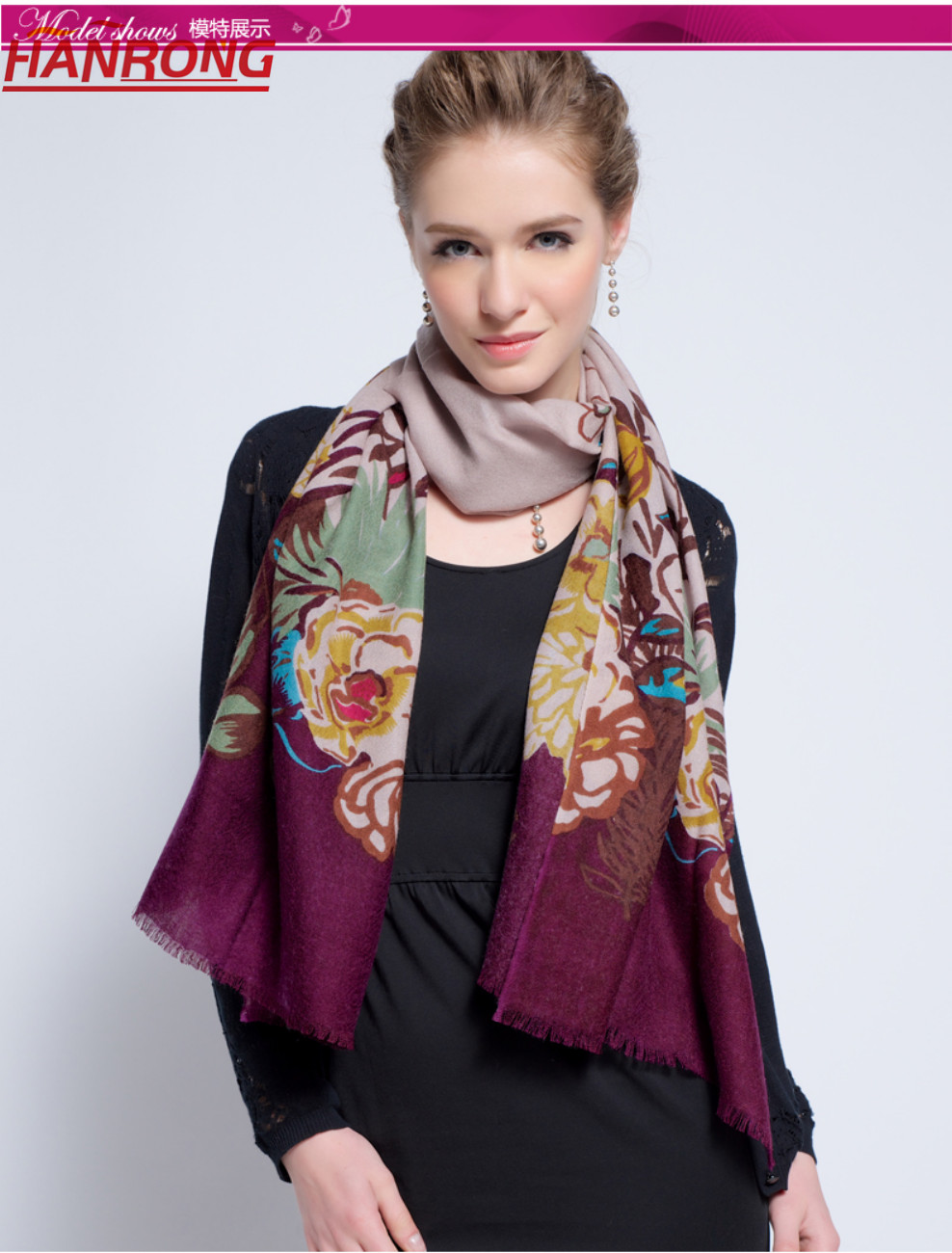 Paris New Winter Imported Printing Casual Colorful Wool Scarf Shawl