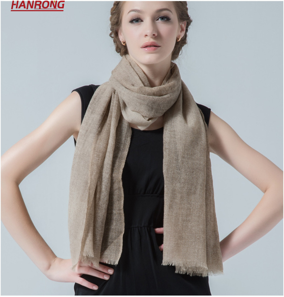 New York Fashion Neutral Checked Beige Wool Scarf For Lady