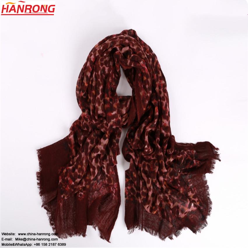 Autumn New Style Floral Printed Shawl Red Wool Scarf