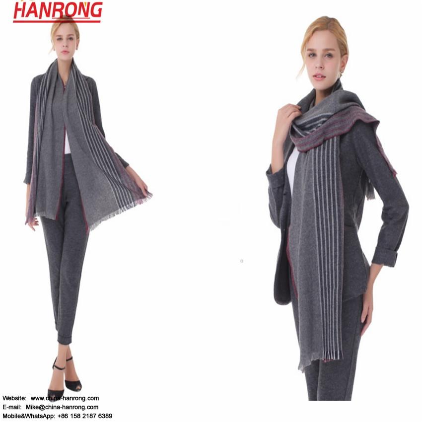 Autumn Winter Hot Sale Business New Gradual Color Stripe Wool Scarf