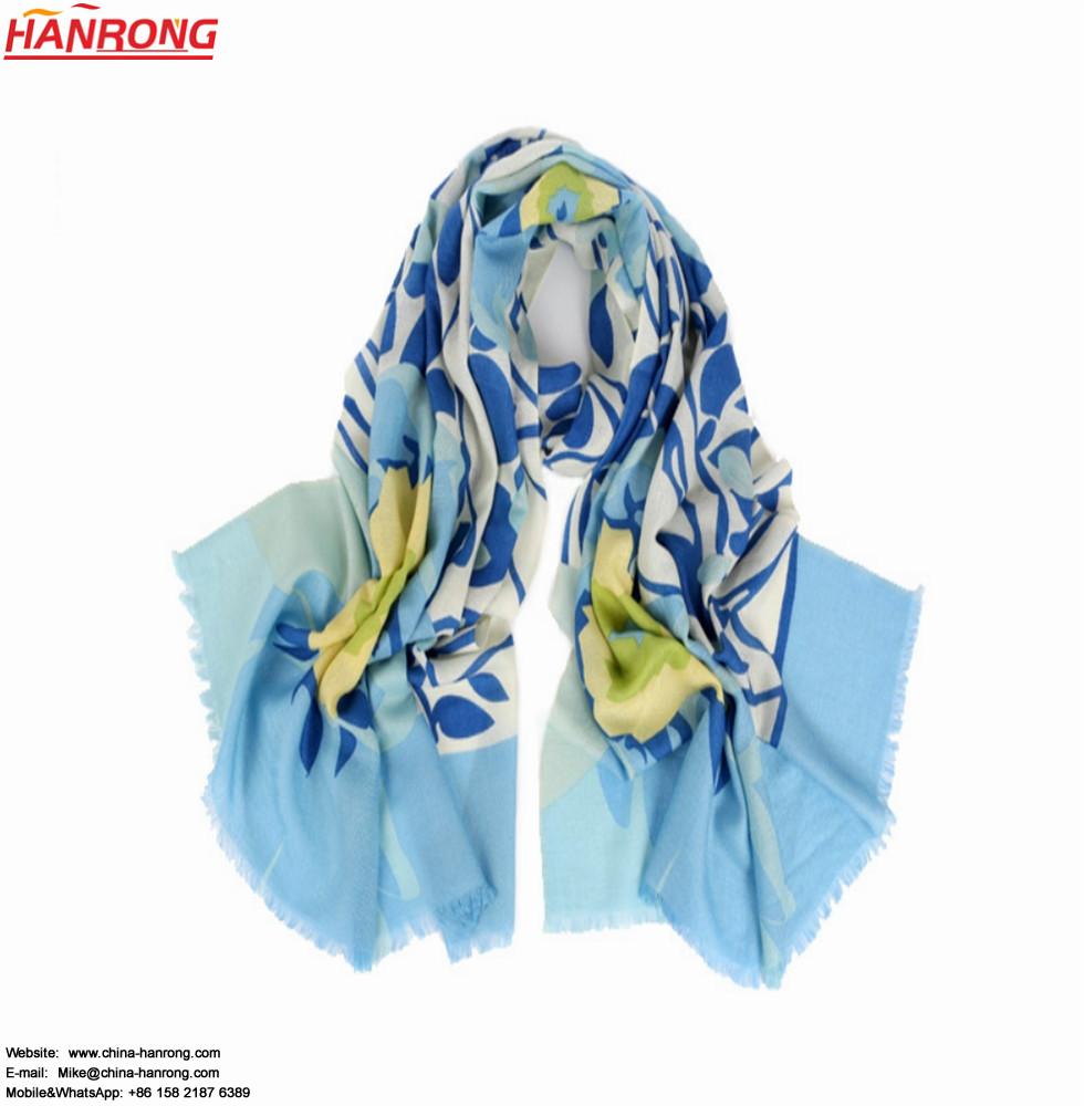 Hanrong Supply Double Sided Denim New Fashion Tassel Green Wool Scarf