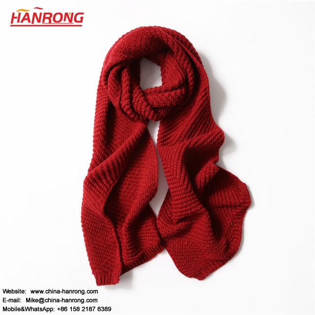 US Street Autumn Winter New Pure Color Knitted Warm Long White Acrylic Scarf