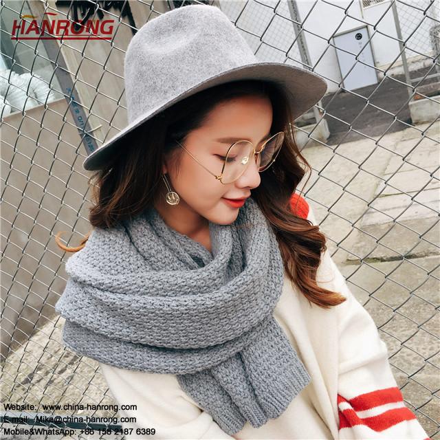 Texas Winter Travel Thickness Woolen Crochet Knitted Khaki Polyester Scarf 200x35cm