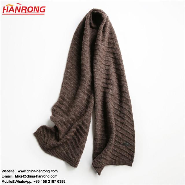Europe Wrap Knitted Pure Color Grid Jacquard Khaki Wool Scarf For Women
