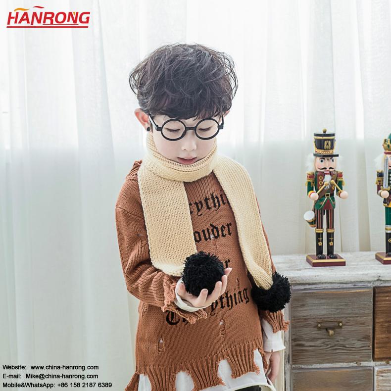 2018 Korea Style Children Autumn Winter Warp Knitting Satin Warm Cotton Scarf