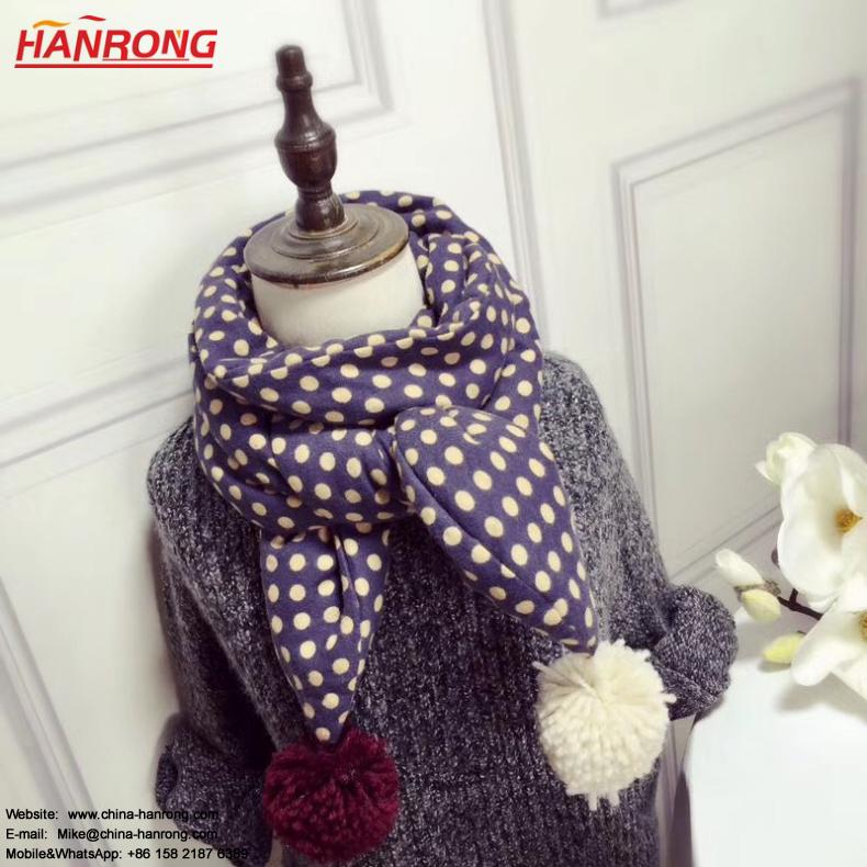 Winter New Keep Warm Warp Knitting Double-sided Kids Pastoral Jacquard Cotton Scarf