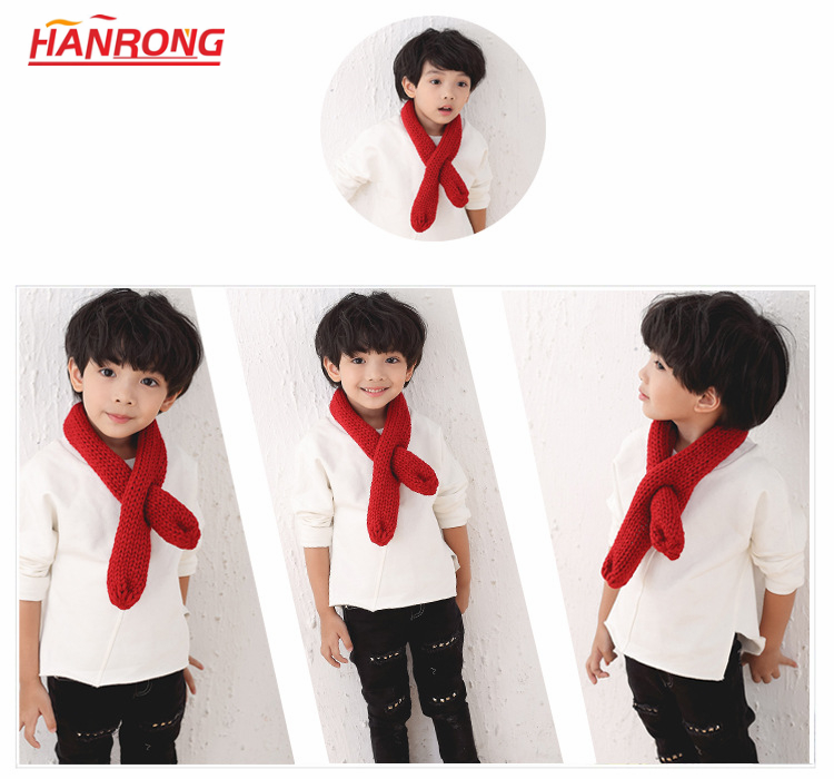 China Factory Supply Autumn Winter New Pure Color Crochet Wool Children Scarf