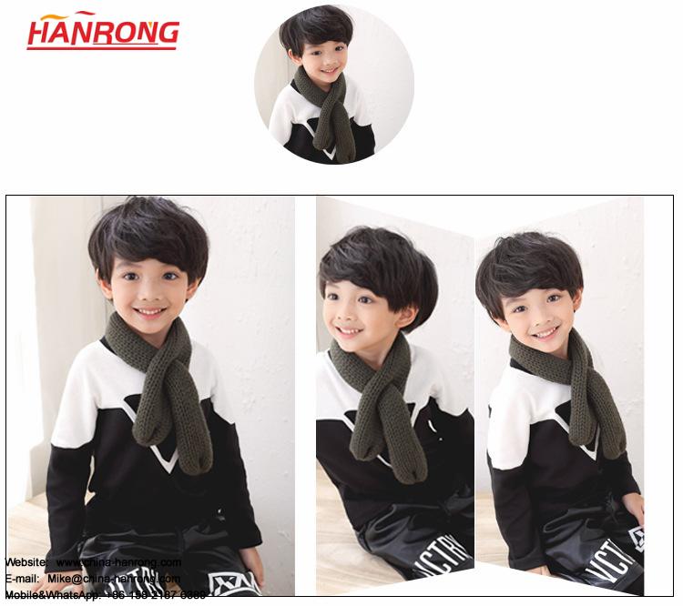 China Factory Supply Autumn Winter New Pure Color Crochet Wool Children Scarf
