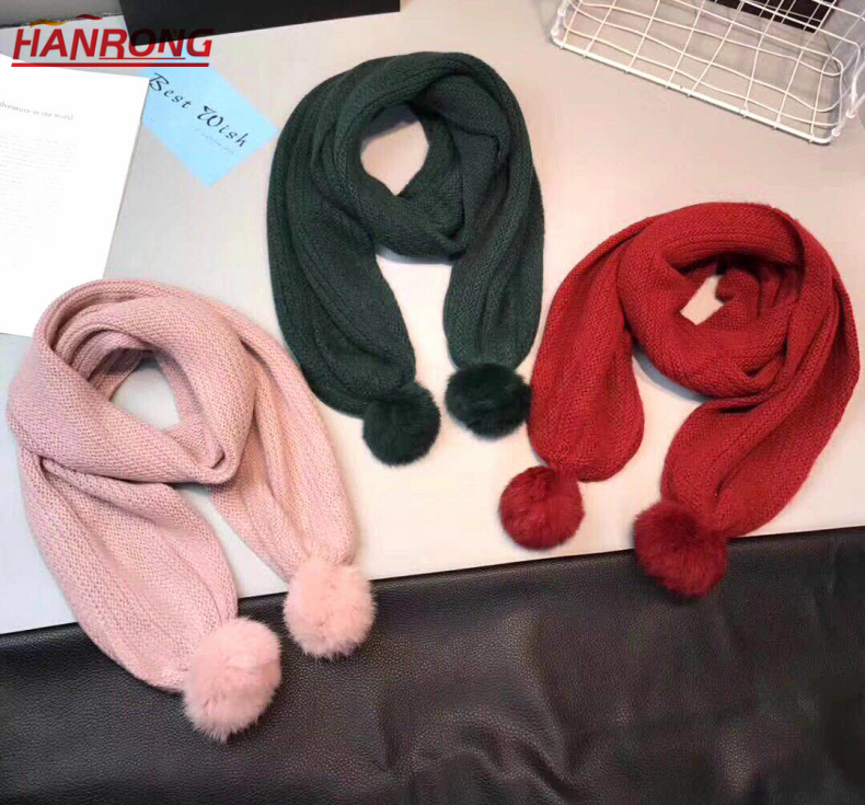 Hanrong Supply Kids Autumn Winter Candy Color Satin Fabric Embroidery Cute Scarf