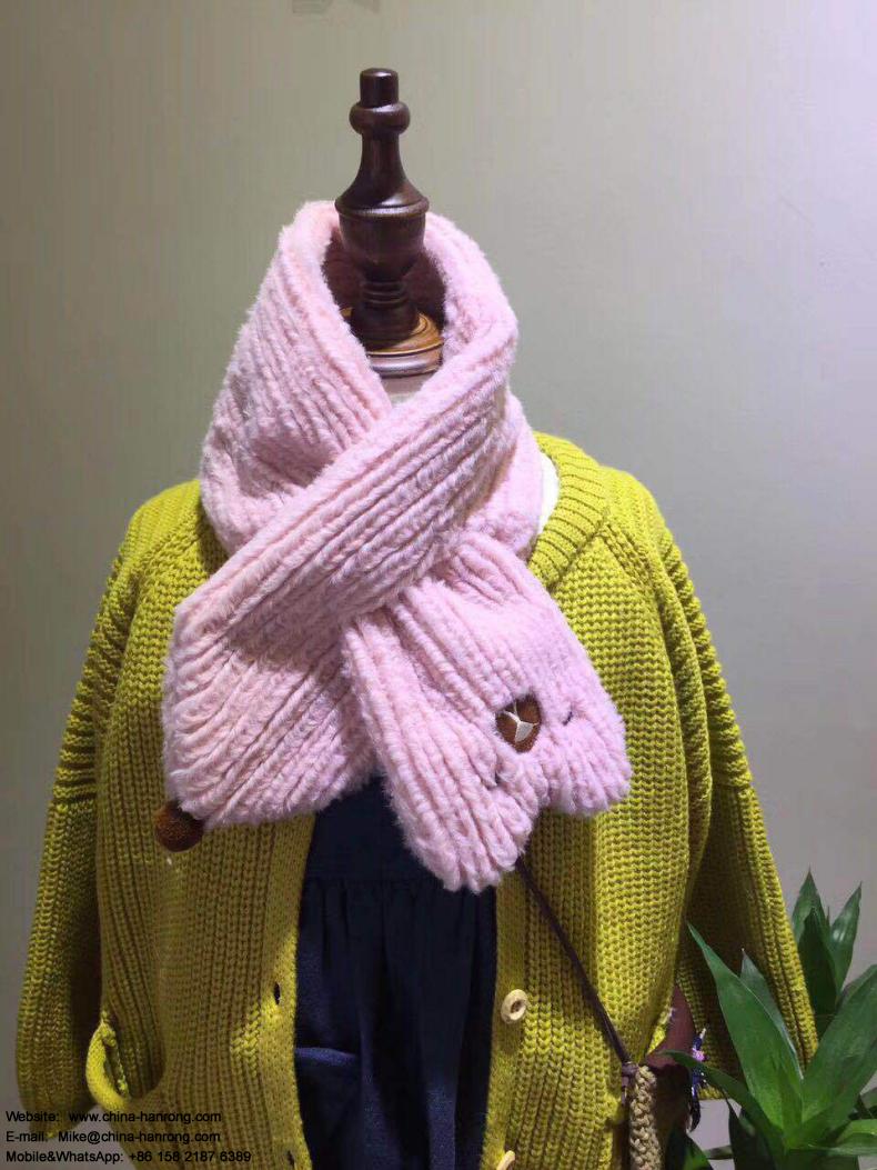 Autumn Winter Cartoon Bear Tie Dye Plain Comfortable Soft Warm Wool Baby Scarf