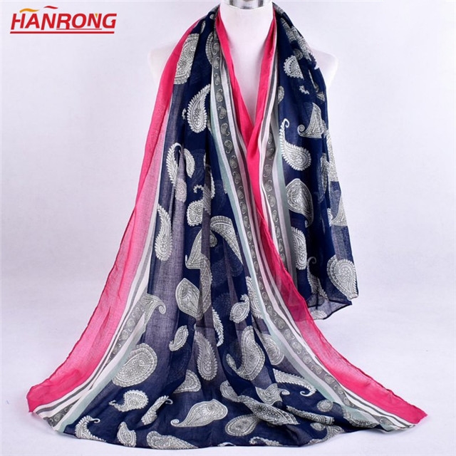 Classic Paisley Pattern Printing Long Voile Scarf 