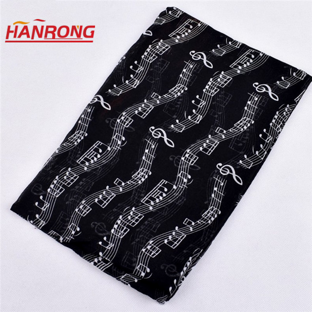 US Popular Musical Note Printing Long Plain Women Colorful Voile Scarf