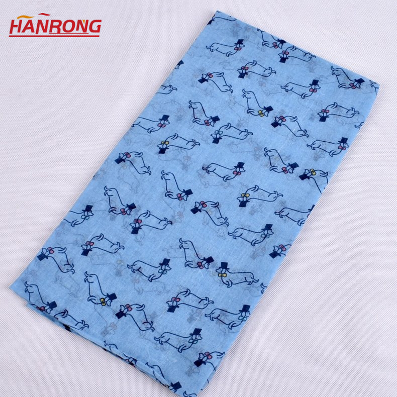 Lady Casual Cartoon Puppies Printed Plain Curling Voile Scarf 180x90cm