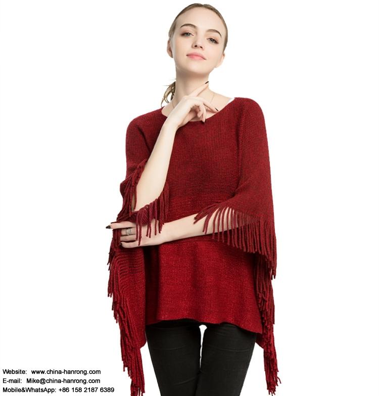 Milan Latest Design Winter Fashion Pure Color Warp Knitting Fringe Long Warm Navy Acrylic Scarf Cape