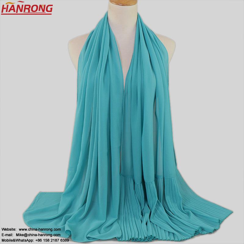 Middle East Women Fashion Tie Dye Pure Color Printing Long Folding Chiffon Hijab Scarf