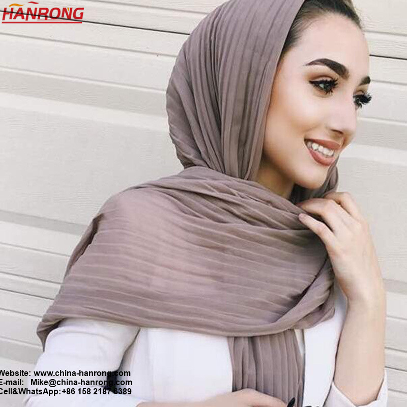 Muslim Women Special New Popular Chiffon Folding Pure Color Tie Dye Plain Chiffon Foulard Hijab