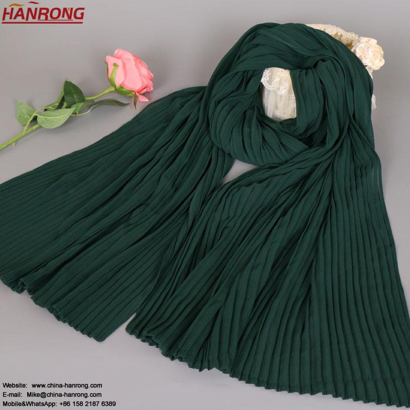 Muslim Women Special New Popular Chiffon Folding Pure Color Tie Dye Plain Chiffon Foulard Hijab