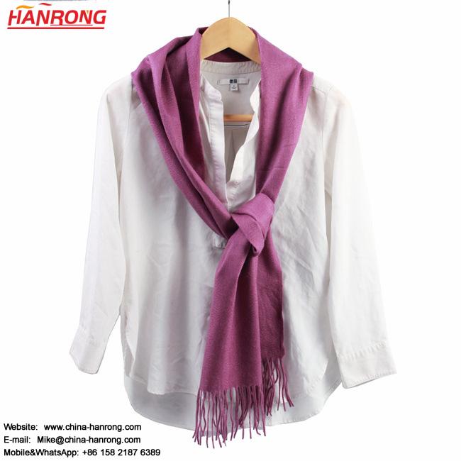 Women Winter Keep Warm Water Ripple Twill Pure Color Fringe Cashmere Scarf Wholesale