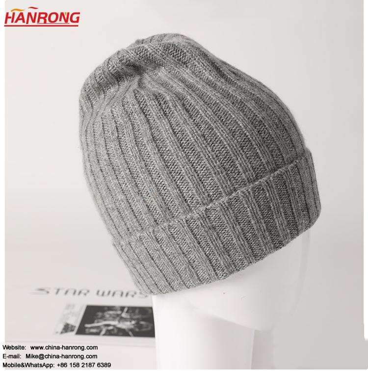 Winter Keep Warm Pure Color Cashmere Knitted Hat With Fur Ball Wholesale