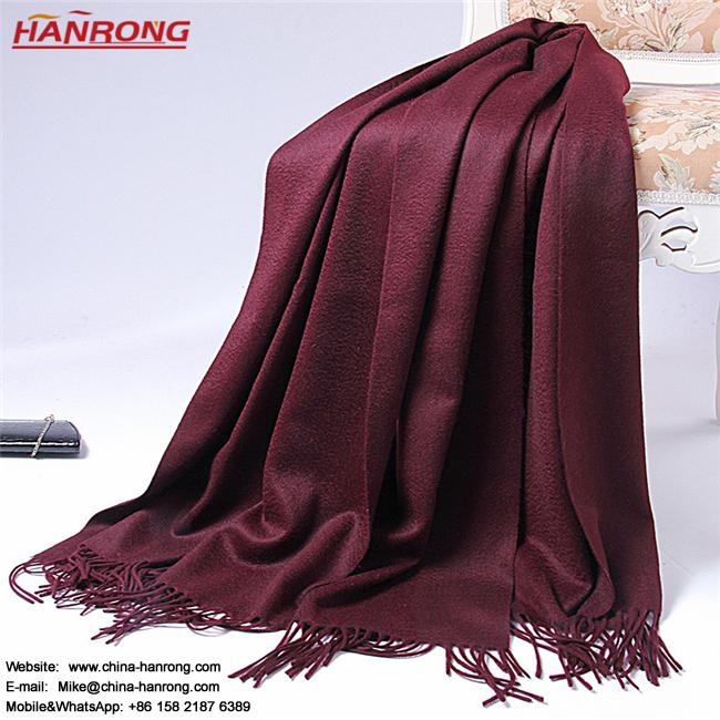 French Popular Solid Color Water Ripple Fringe Filling Knitting Goat Pashmina Scarf Wholesale