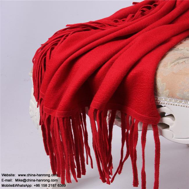 The European America Popular Three Sides Knitted Fringe Pure Color Cashmere Shawl Wholesale
