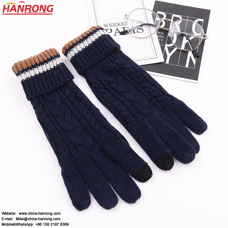 European New Winter Gloves Double Thickening Wool Twist Knitting Gloves Wholesale