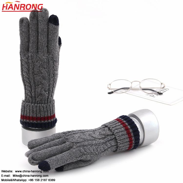 European New Winter Gloves Double Thickening Wool Twist Knitting Gloves Wholesale