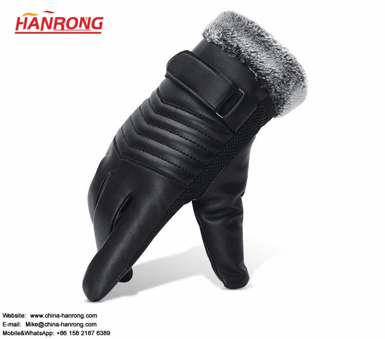 Winter Ourdoor Sports Waterproof Gloves Windproof Brushed Leather Gloves Wholesale